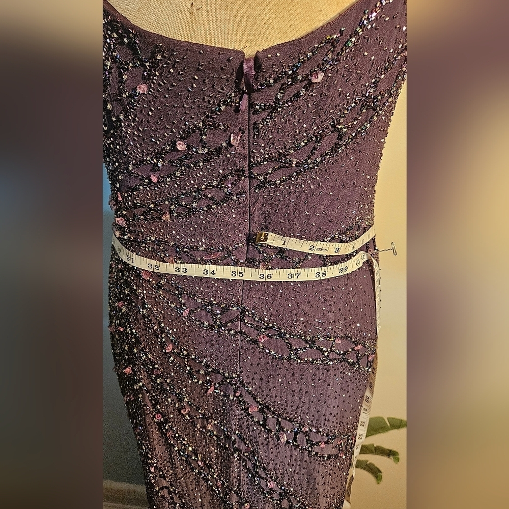 Sparkling Dark Brown/purple Maxi Dress. Ombre Long Train. Size 12 - Picture 6 of 6